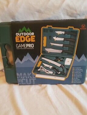Outdoor Edge GamePro 11-Piece Game Processing Knife Set Hard Plastic Case, New
